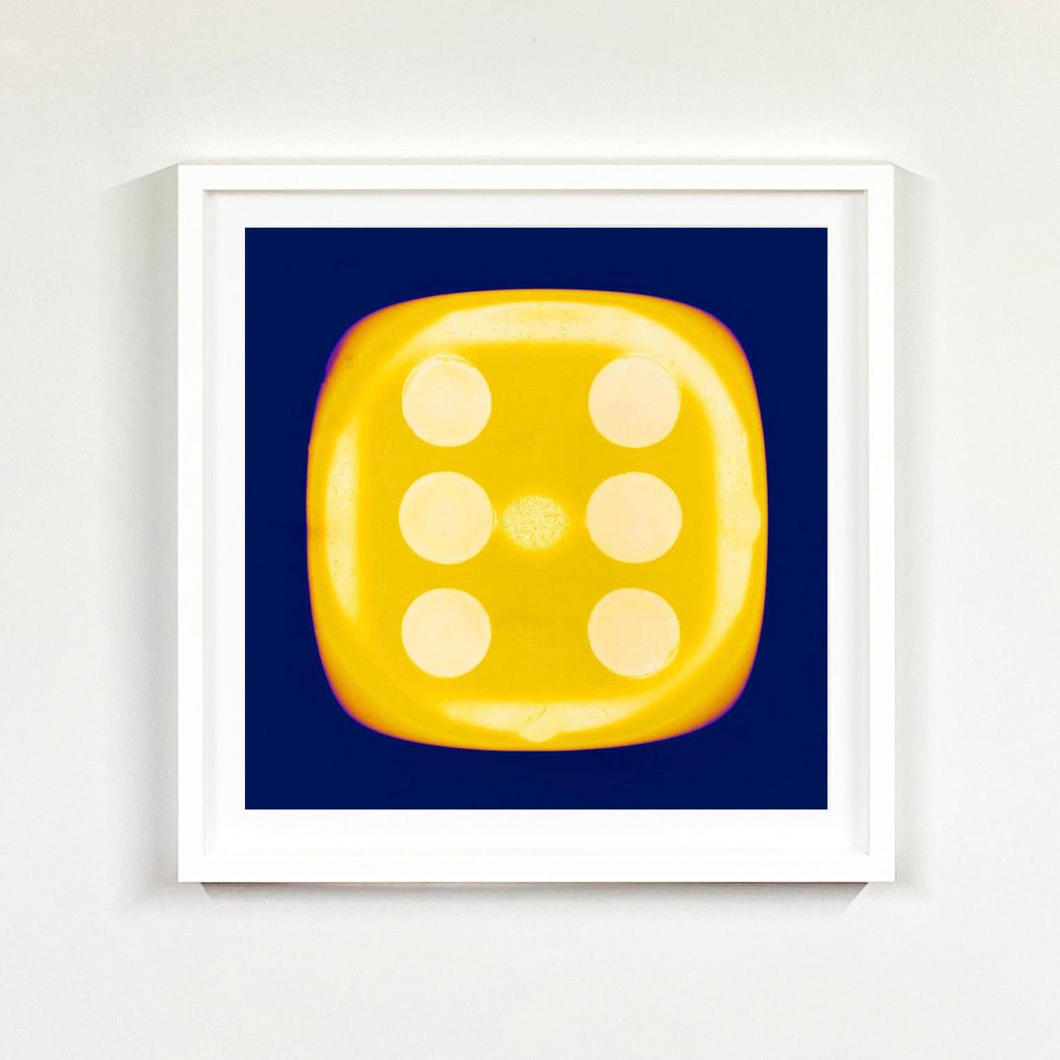 Dice Series, Chartreuse Yellow Six (inky blue) - Pop Art Color Photography - Print by Heidler & Heeps