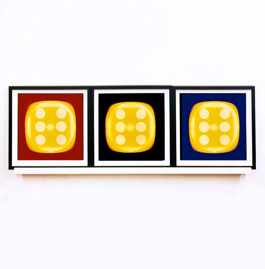 Dice Series, Chartreuse Yellow Six (inky blue) - Pop Art Color Photography For Sale 2