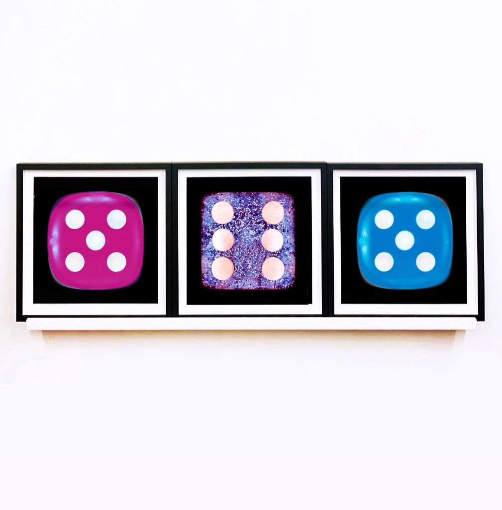 Dice Series - Five, Six, Five - Three Contemporary pop art color photography - Purple Color Photograph by Heidler & Heeps