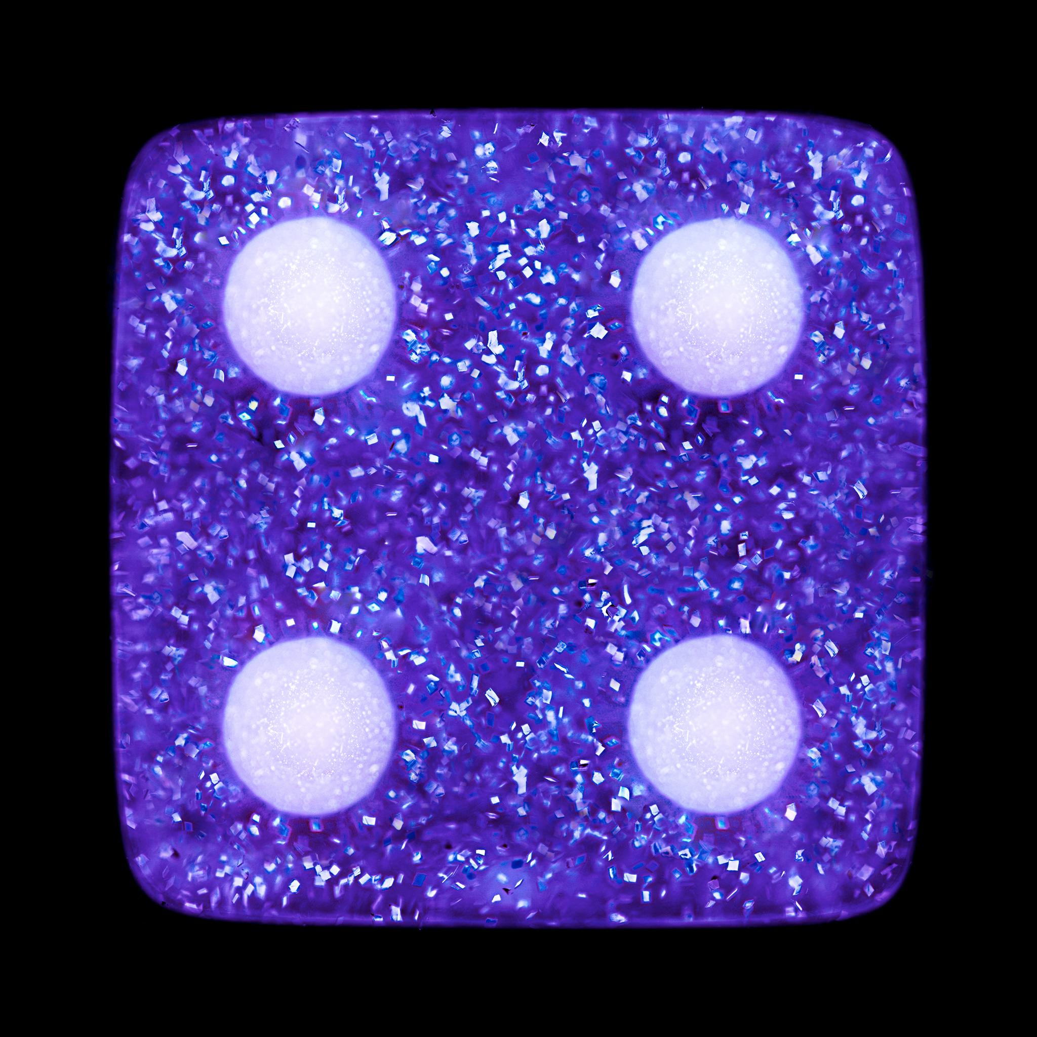 Heidler & Heeps Dice Series - Four Dice Purple Sparkles.

Hypnotically curious in both content and technique, viewers find themselves pleasantly puzzled. Heidler & Heeps have developed their own dichromatic technique resulting in something, which is