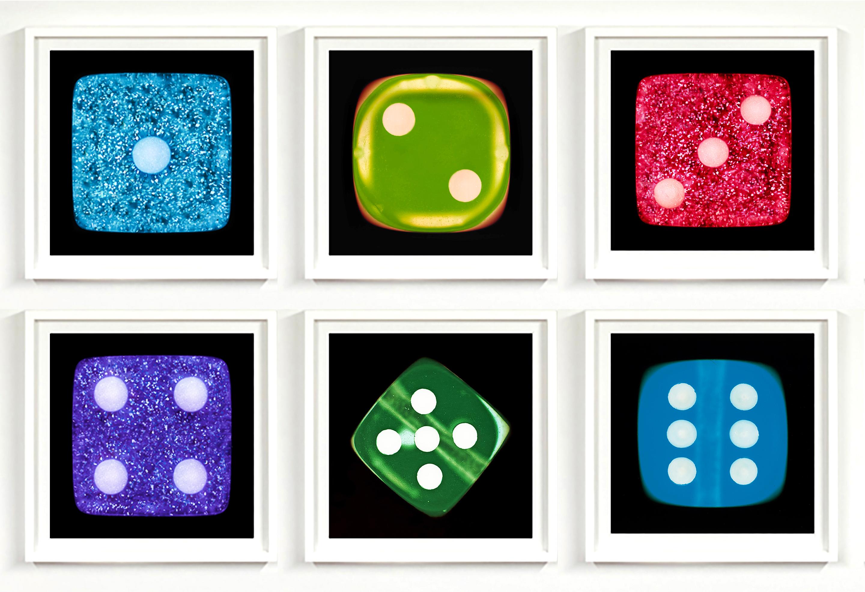 Dice Series One Cyan Sparkles Pop Art Color Photographie en vente 4