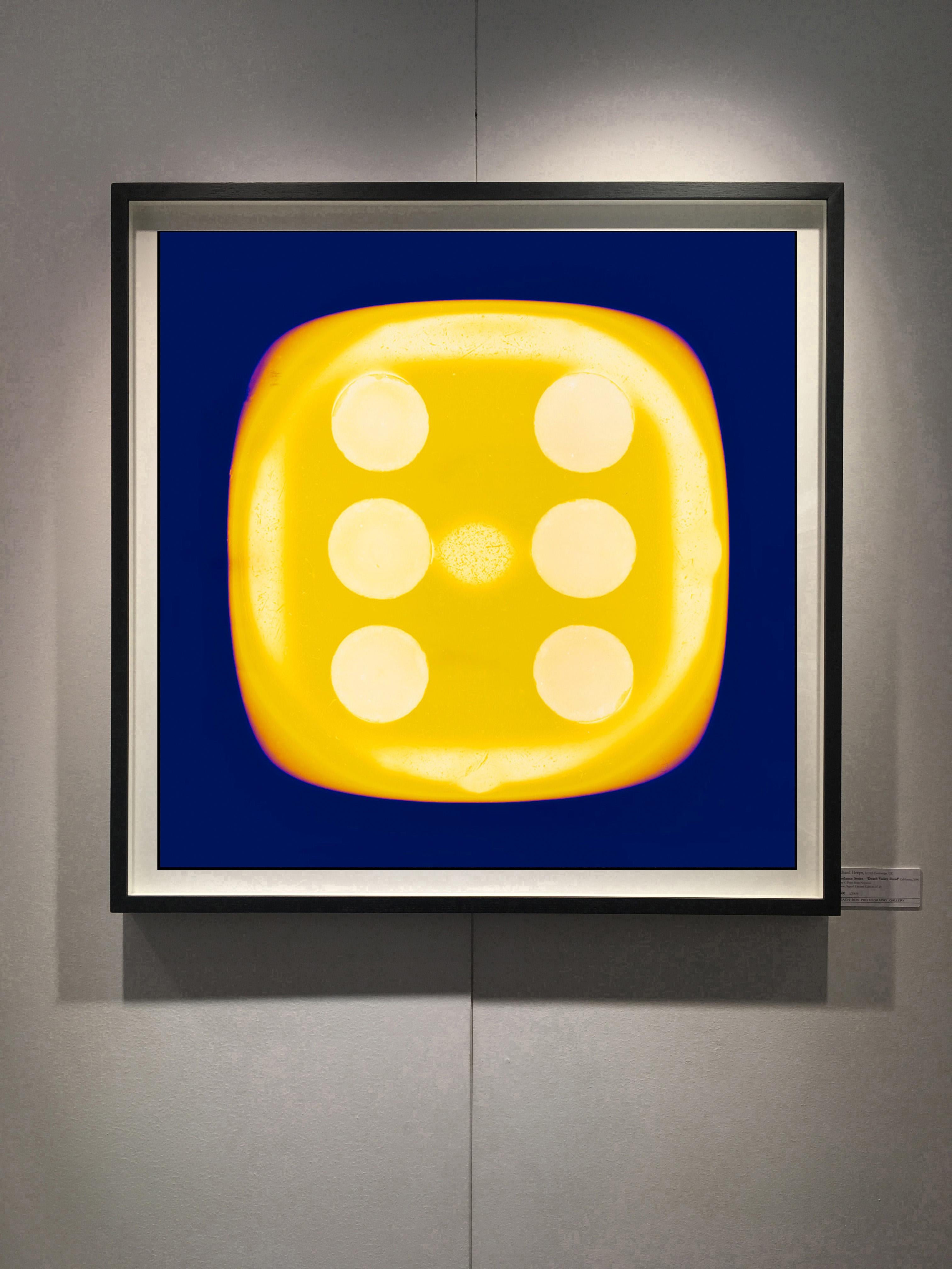 Dice Series, Chartreuse Yellow Six (inky blue) - Conceptual Color Photography - Print by Heidler & Heeps