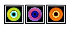 Colección Vinilo Verde, Rosa Naranja Tres Enmarcado Fotografía Pop Art Color