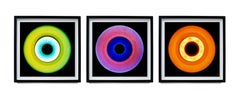 Vinyl Collection Green, Pink Orange Three Framed Pop Art Color Photography