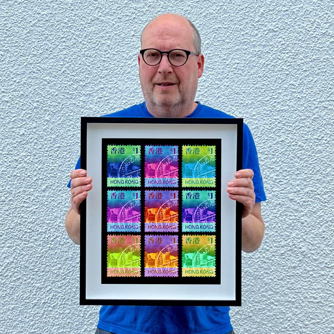 Hong Kong Stamp Collection Eat, Sleep, HK$1, Repeat Pop Art Print Framed For Sale 1