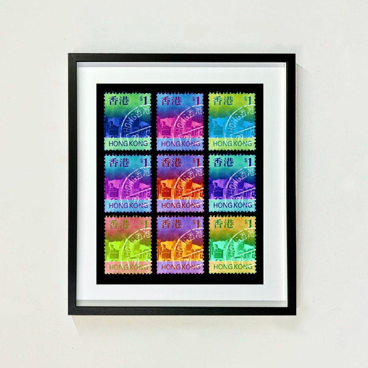 Hong Kong Stamp Collection Eat, Sleep, HK$1, Repeat Pop Art Print Framed - Photograph by Heidler & Heeps