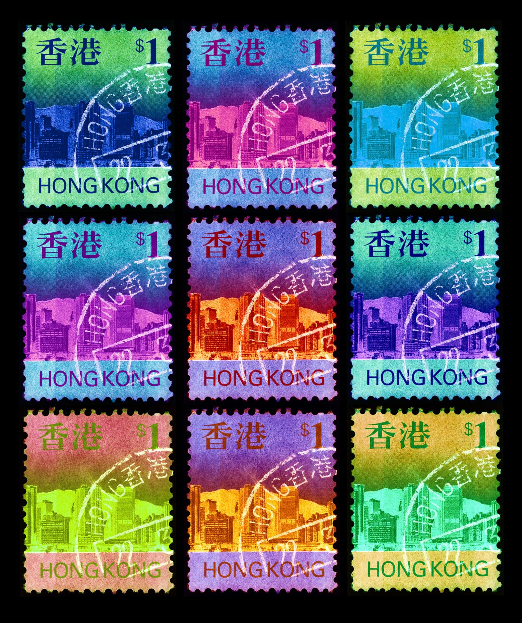 Heidler & Heeps Color Photograph - Hong Kong Stamp Collection Eat, Sleep, HK$1, Repeat Pop Art Print Framed