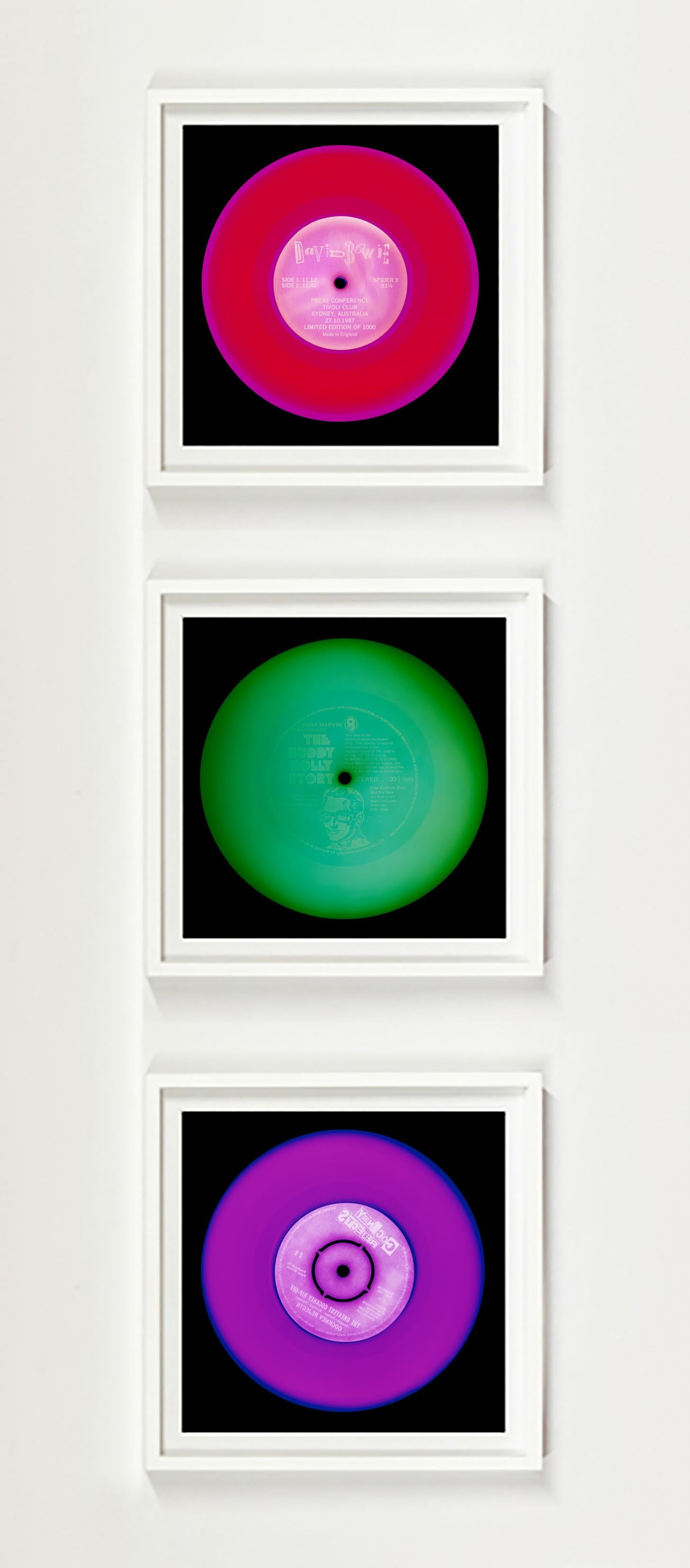 Lot de trois encadrements Pop Art Vinyl Collection Red Green Purple Color Photography en vente 6