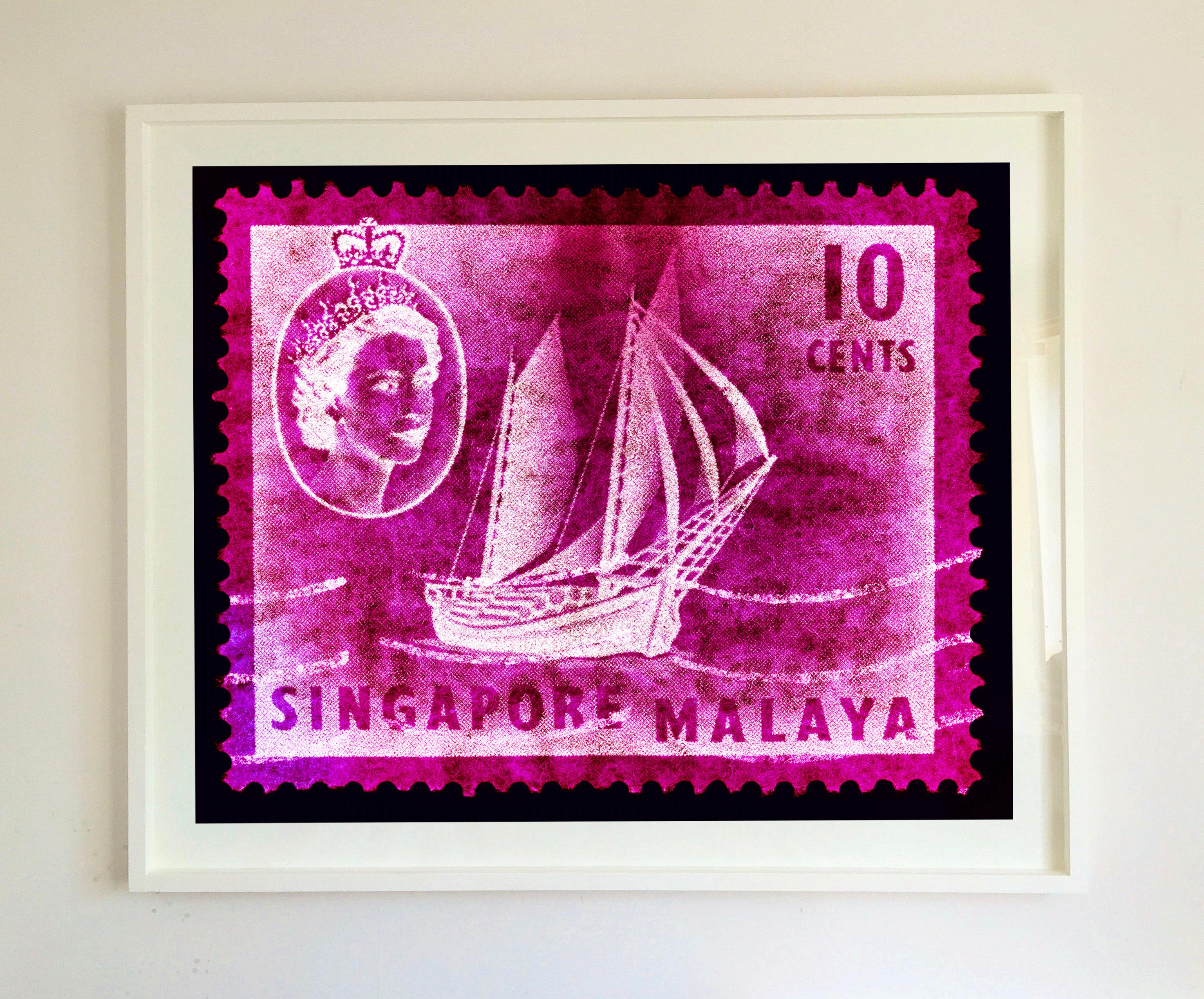 Singapore Stamp Collection, 10c QEII Ship Series Magenta - Pop Art Color Photo For Sale 1