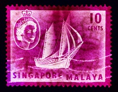 Singapore Stamp Collection, 10c QEII Ship Series Magenta - Pop Art Color Photo
