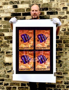 Singapore Stamp Collection, 20c Singapore Butterfly Fish (Gold) - Pop Art Photo