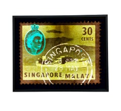 Singapore Stamp Collection, 30 Cents QEII Oil Tanker Khaki - Pop Art Color Photo