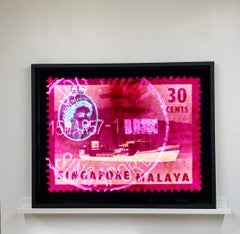 Singapore Stamp Collection, 30 Cents QEII Oil Tanker Pink - Pop Art Color Photo