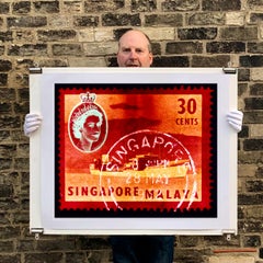 Singapore Stamp Collection, 30 Cents QEII Oil Tanker Red - Pop Art Color Photo