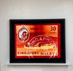 Singapore Stamp Collection, 30 Cents QEII Oil Tanker Red - Pop Art Color Photo