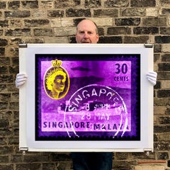 Singapore Stamp Collection, 30c QEII Oil Tanker Purple - Pop Art Color Photo