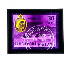 Singapore Stamp Collection, 30c QEII Oil Tanker Purple - Pop Art Color Photo