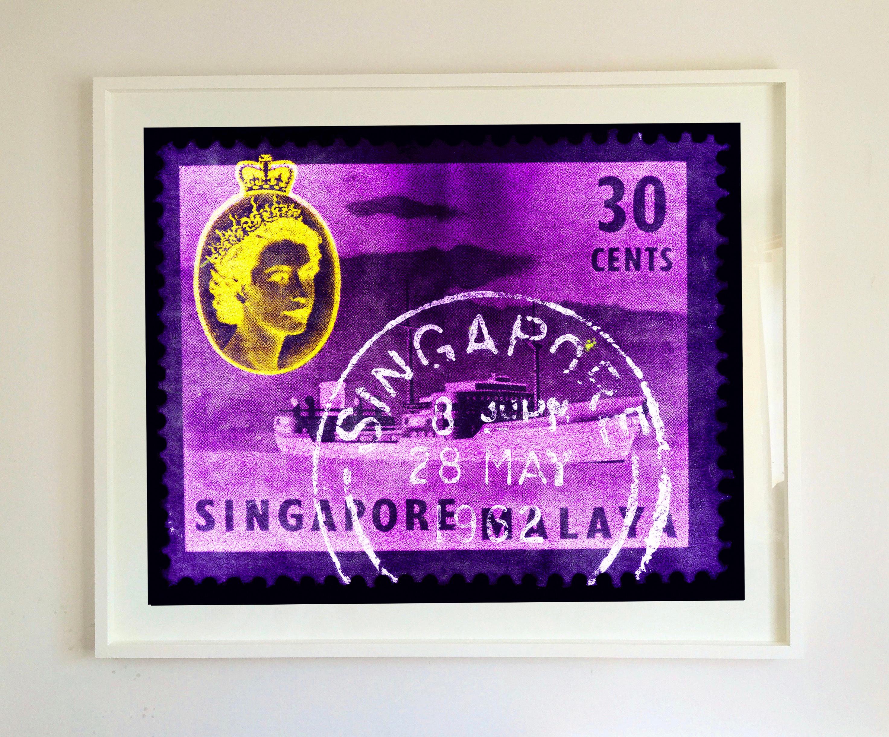 Singapore Stamp Collection, 30c QEII Oil Tanker Purple - Pop Art Color Photo For Sale 1