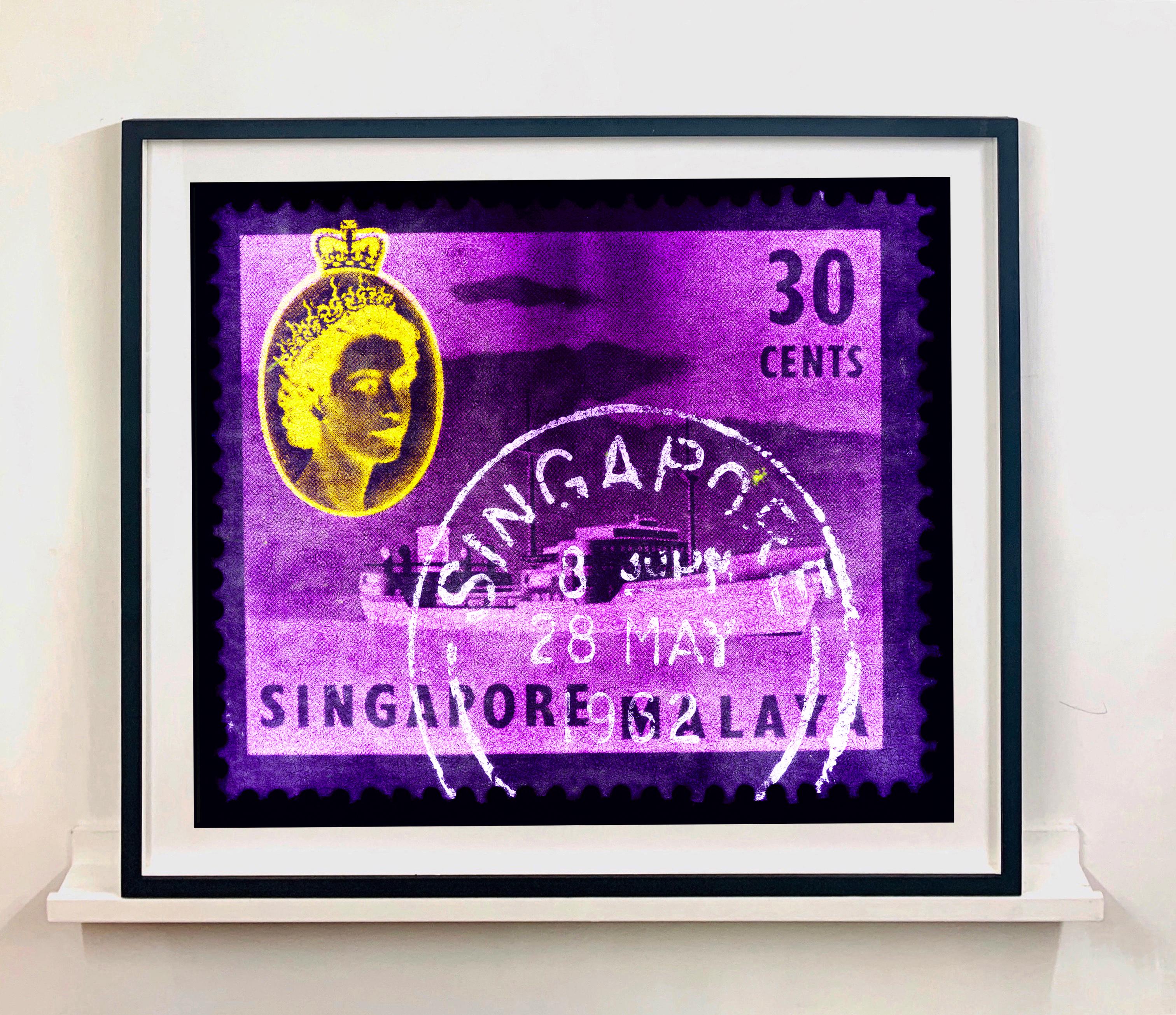 Singapore Stamp Collection, 30c QEII Oil Tanker Purple - Pop Art Color Photo For Sale 4