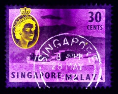Singapore Stamp Collection, 30c QEII Oil Tanker Purple - Pop Art Color Photo
