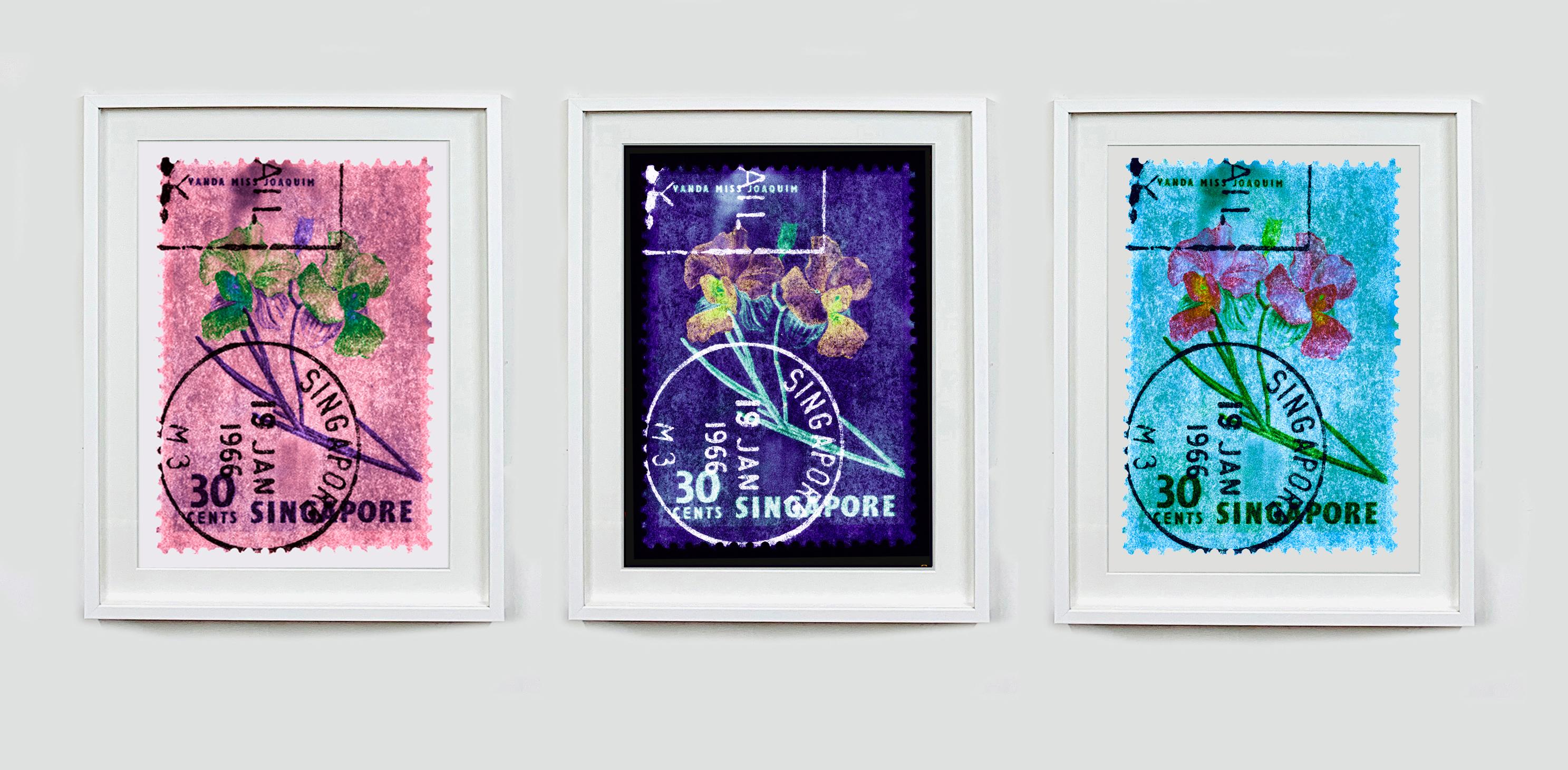 Collection de timbres de Singapour, 30c Singapore Orchid Blue - Photo de couleur florale en vente 1