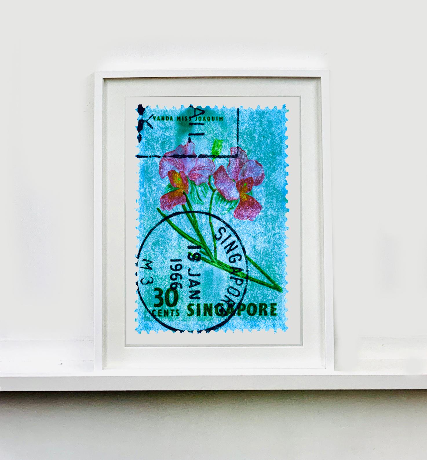 Collection de timbres de Singapour, 30c Singapore Orchid Blue - Photo de couleur florale en vente 3