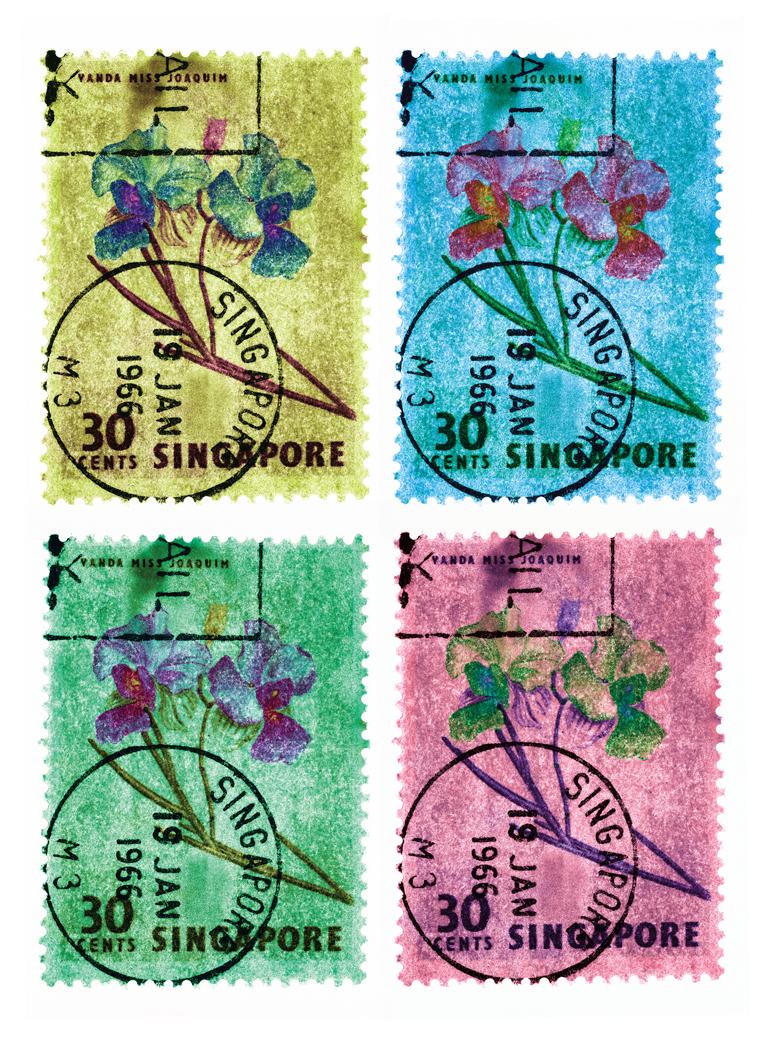 Heidler & Heeps Print - Singapore Stamp Collection, 30c Singapore Orchid (four-colour mosaic)