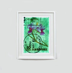Singapore Stamp Collection, 30c Singapore Orchid Green - Floral color photo