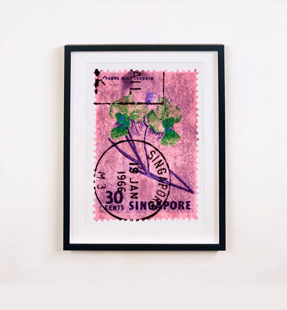 30 Cents Singapore Orchid Pink, from the Heidler & Heeps Stamp Collection.
This historic postage stamps that make up the Heidler & Heeps Stamp Collection, Singapore Series 'Postcards from Afar' have been given a twenty-first century pop art lease of