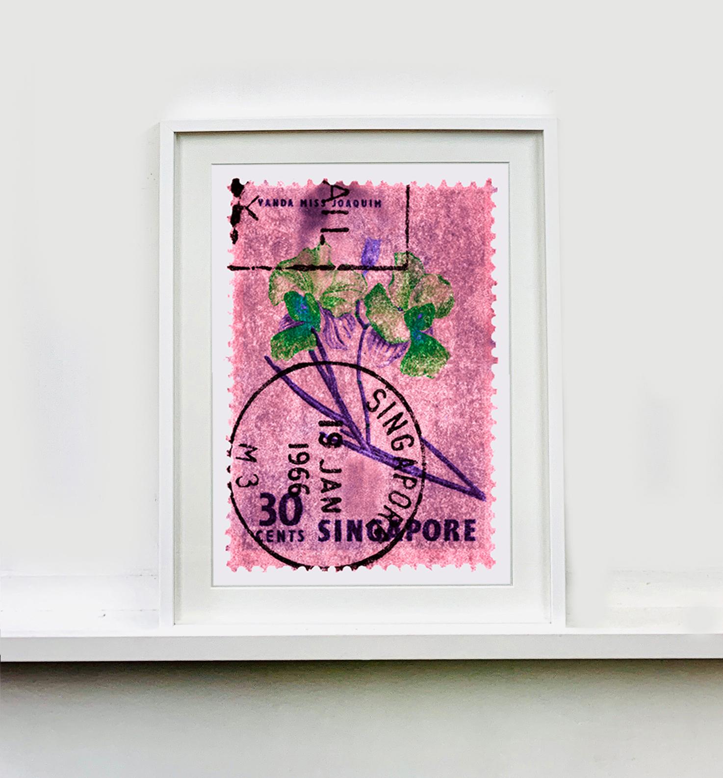 Singapore Stamp Collection, 30c Singapore Orchid Pink - Floral color photo - Conceptual Print by Heidler & Heeps