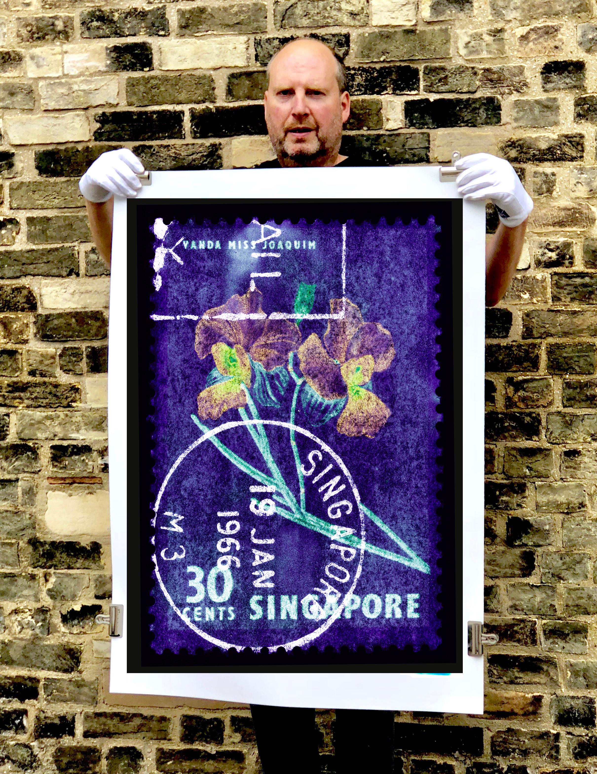 Singapore Stamp Collection, 30c Singapore Orchid Purple - Floral color photo - Photograph by Heidler & Heeps