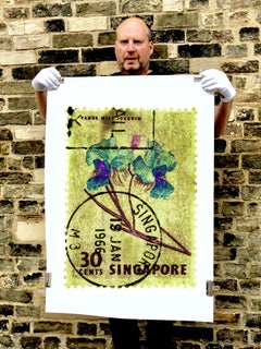 Singapore Stamp Collection, 30c Singapore Orchid Yellow - Floral color photo