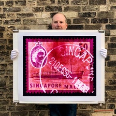 Singapore Stamp Collection, 50c QEII Steamer Ship Pink - Pop Art Color Photo