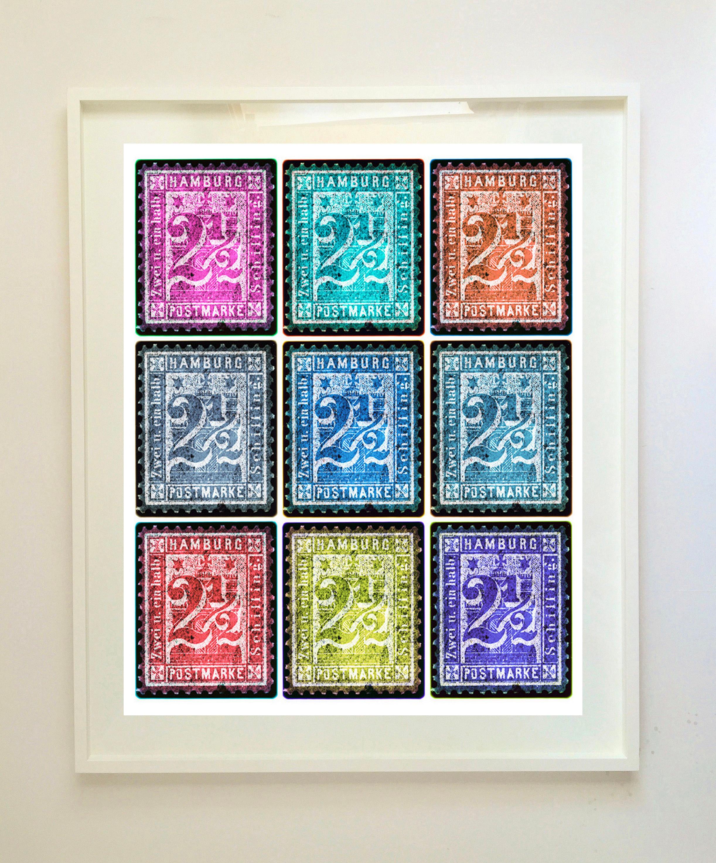 Stamp Collection, 1864 Hamburg (Multi-Color Mosaic German Stamps) - Color Photo - Pop Art Photograph by Heidler & Heeps