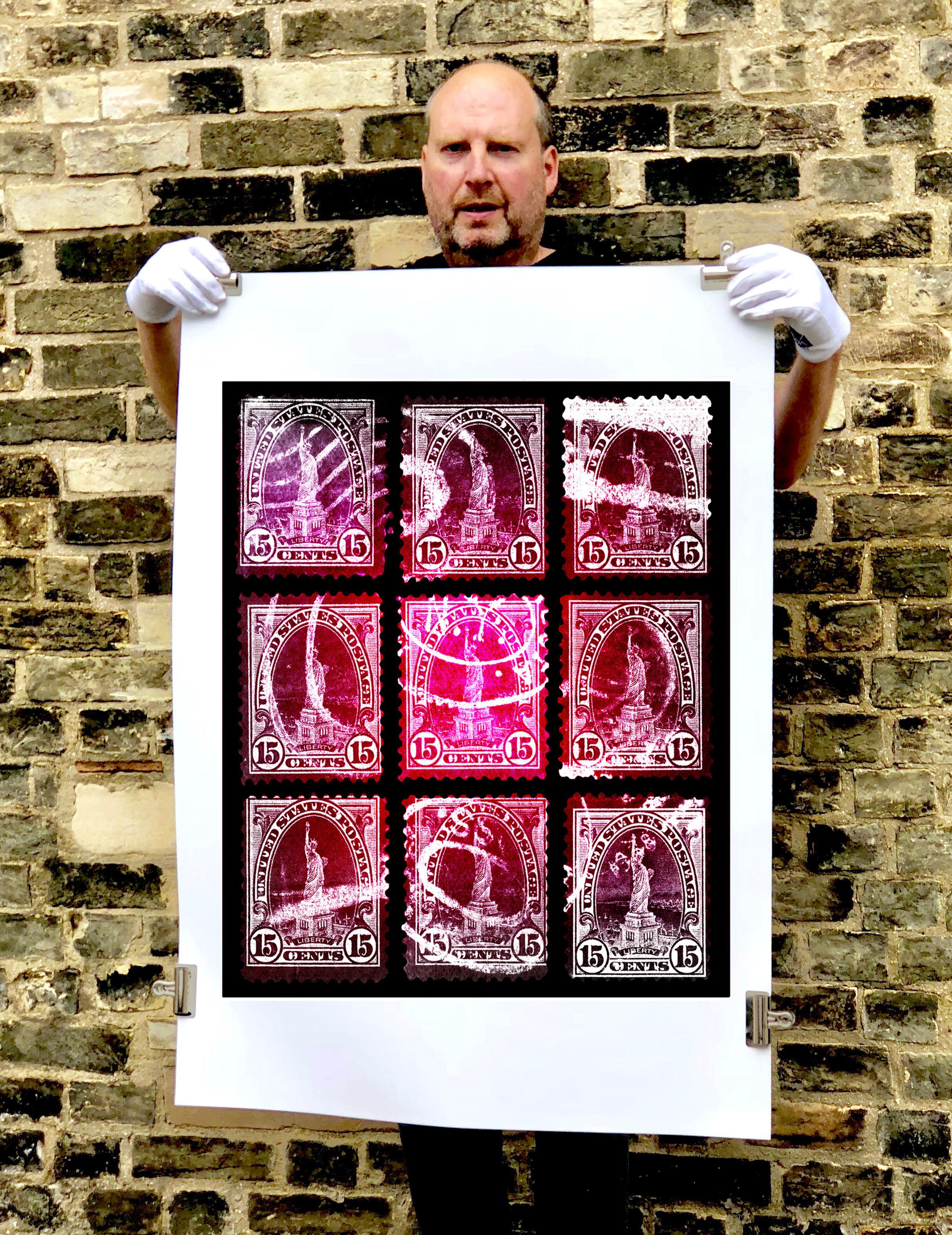 Liberty Mosiac, from the Heidler & Heeps American Stamp Collection, these historic postage stamps are given a twenty-first century pop art lease of life.

This artwork is a limited edition of 25, gloss photographic print, dry-mounted to aluminium,