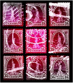 Used Stamp Collection, Liberty (Gradient Mosaic) - Pop Art Color Photography