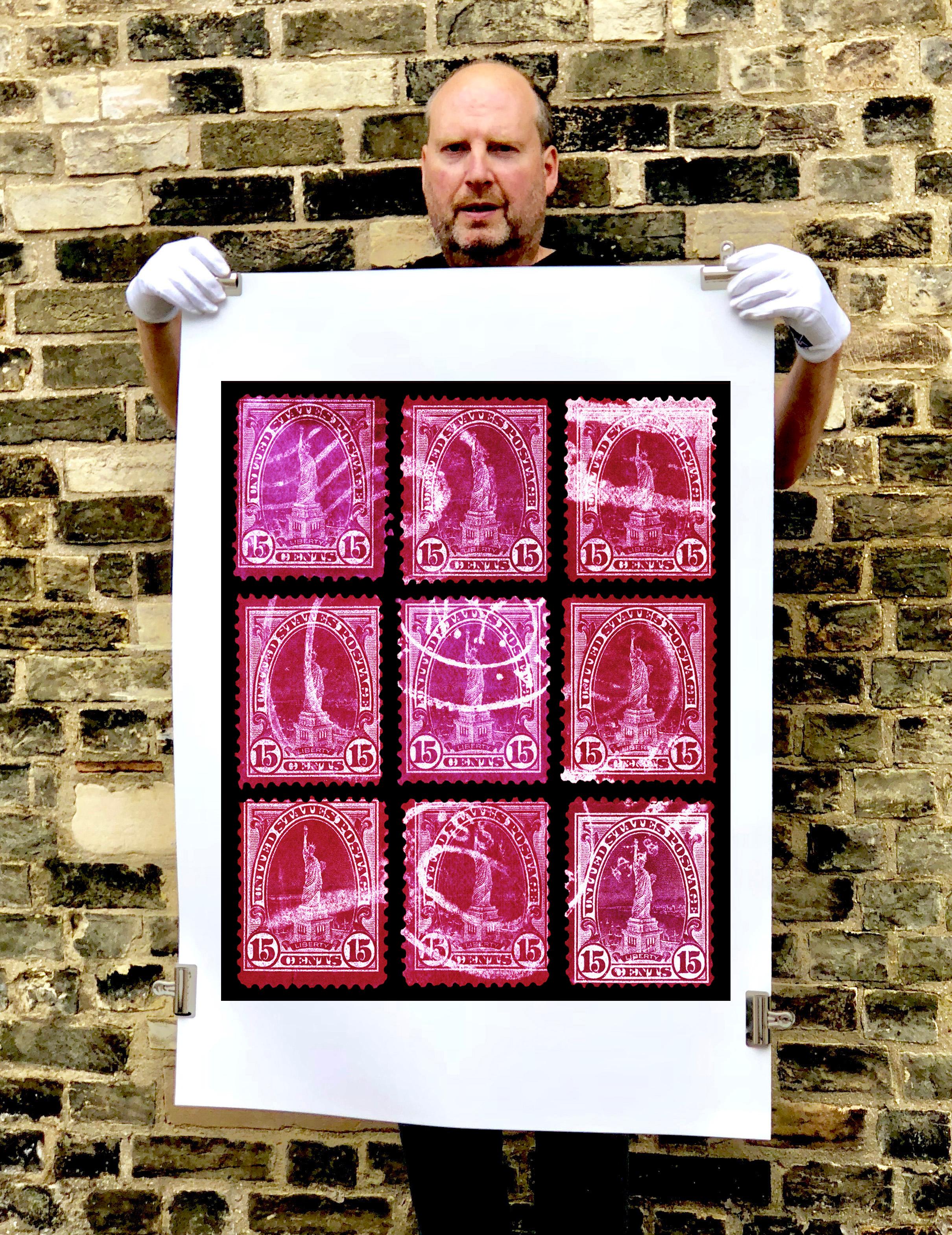 Stamp Collection, Liberty (Magenta Mosaic) - Pop Art Color Photography - Print by Heidler & Heeps