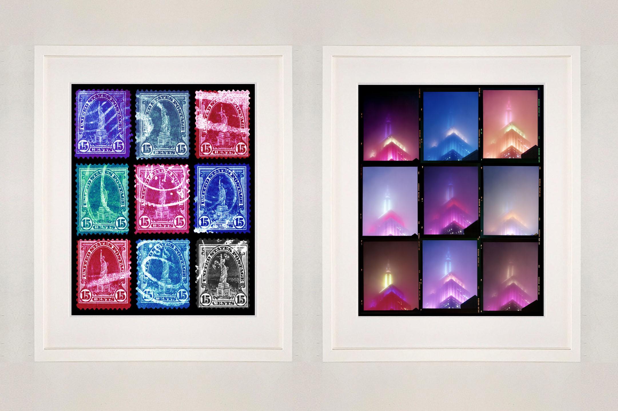 Stamp Collection, Liberty (Multi-Colour Mosaic) - Pop Art Color Photography - Purple Print by Heidler & Heeps
