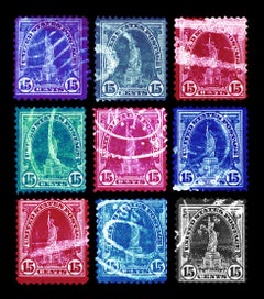 Used Stamp Collection, Liberty (Multi-Colour Mosaic) - Pop Art Color Photography
