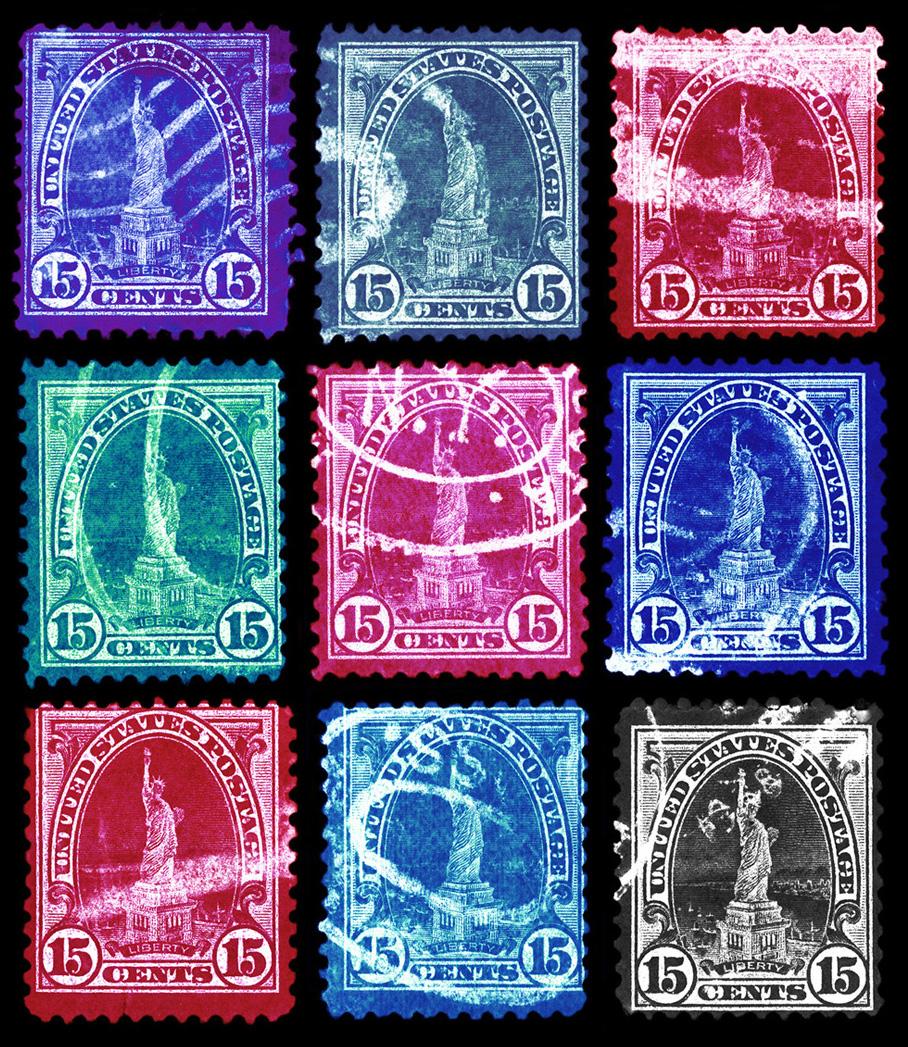 Heidler & Heeps Print - Stamp Collection, Liberty (Multi-Colour Mosaic) - Pop Art Color Photography