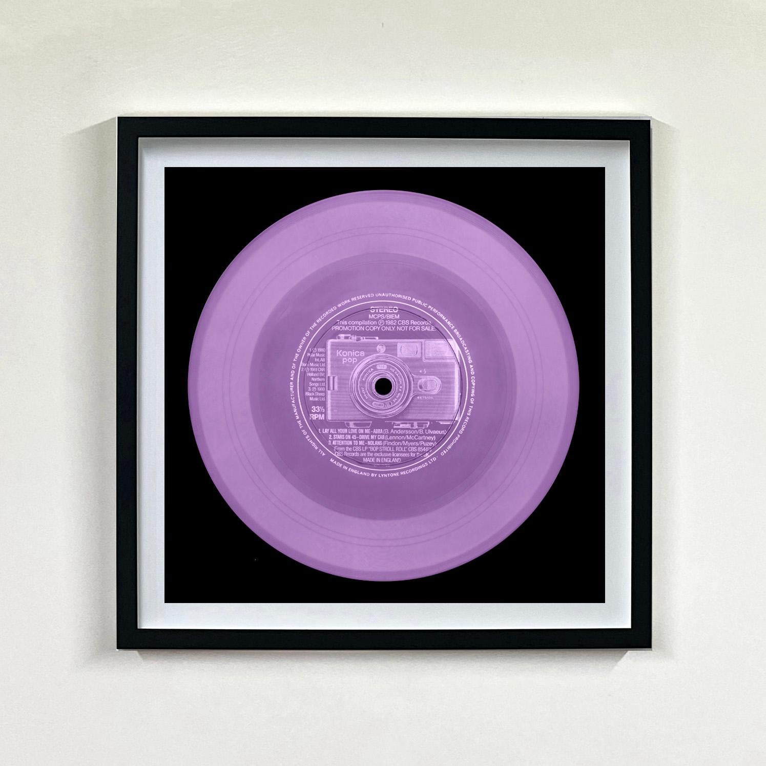 Vinyl Collection Grey Green Lilac Three Framed Pop Art Color Photography For Sale 1