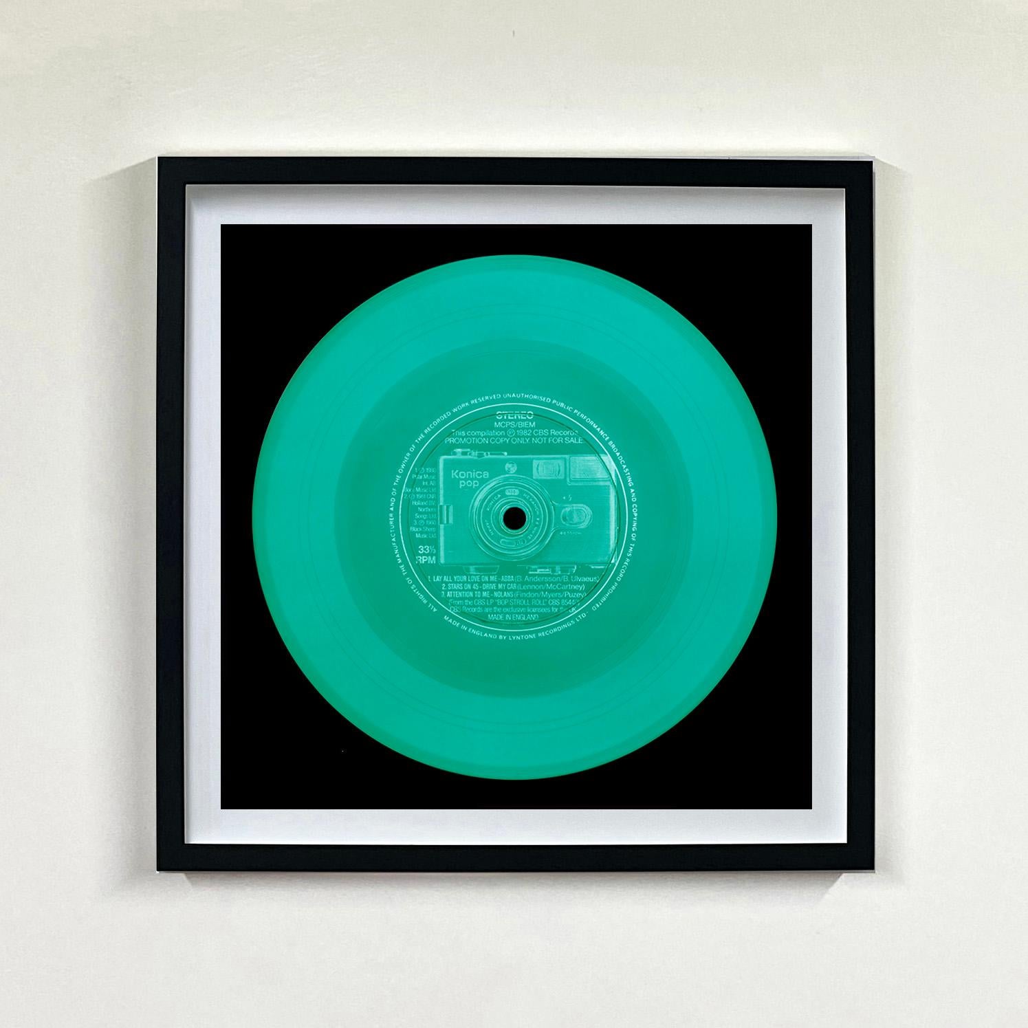 Vinyl Collection Grey Green Lilac Three Framed Pop Art Color Photography For Sale 2
