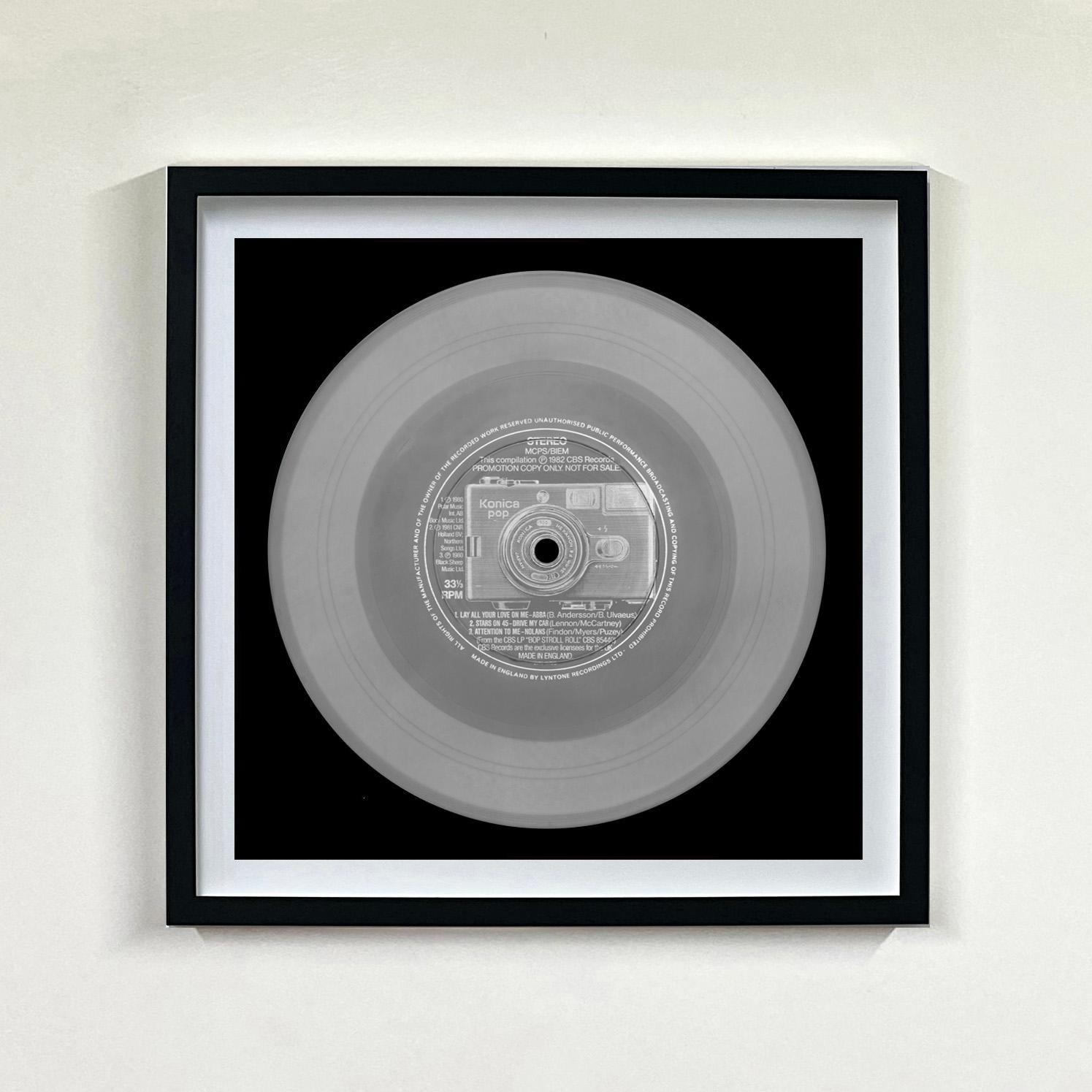 Vinyl Collection Grey Green Lilac Three Framed Pop Art Color Photography For Sale 3