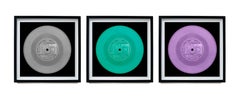 Vinyl Collection Grey Green Lilac Three Framed Pop Art Color Photography
