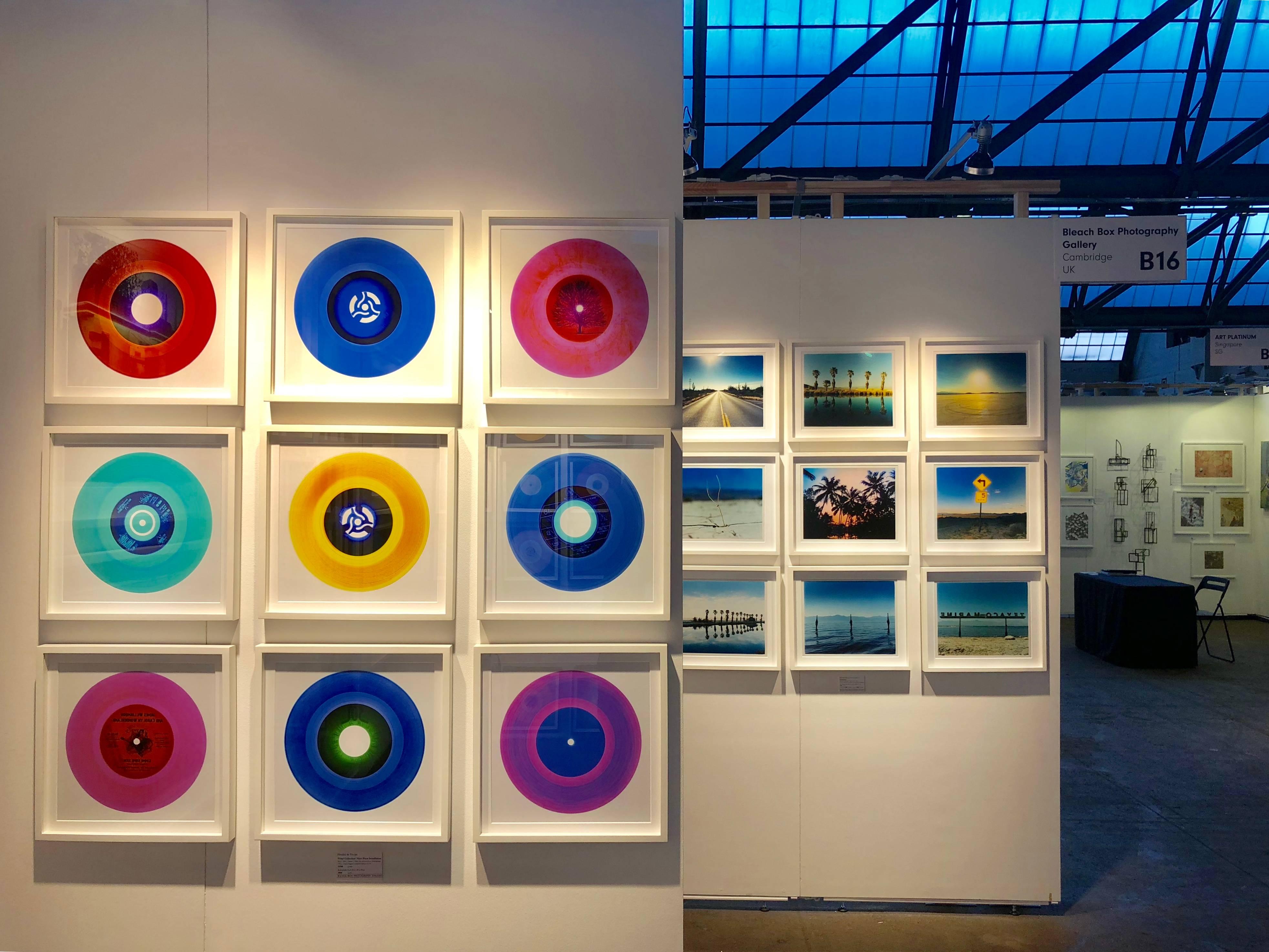 Vinyl Collection, Nine Piece B Side Installation (no.3) - Pop Art Color Photo - Blue Color Photograph by Heidler & Heeps