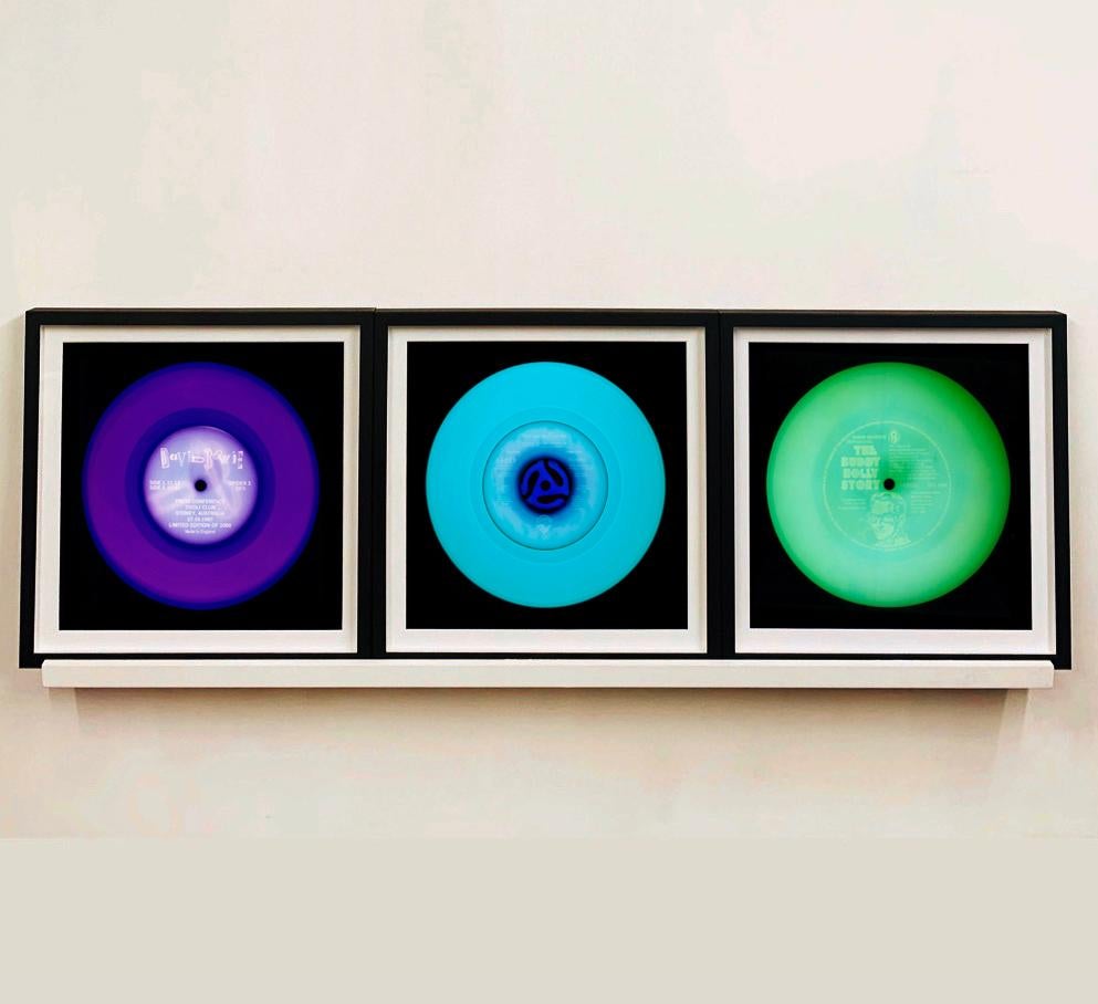 Vinyl Collection, Other Side (Blue) - Conceptual Pop Art Color Photography For Sale 2