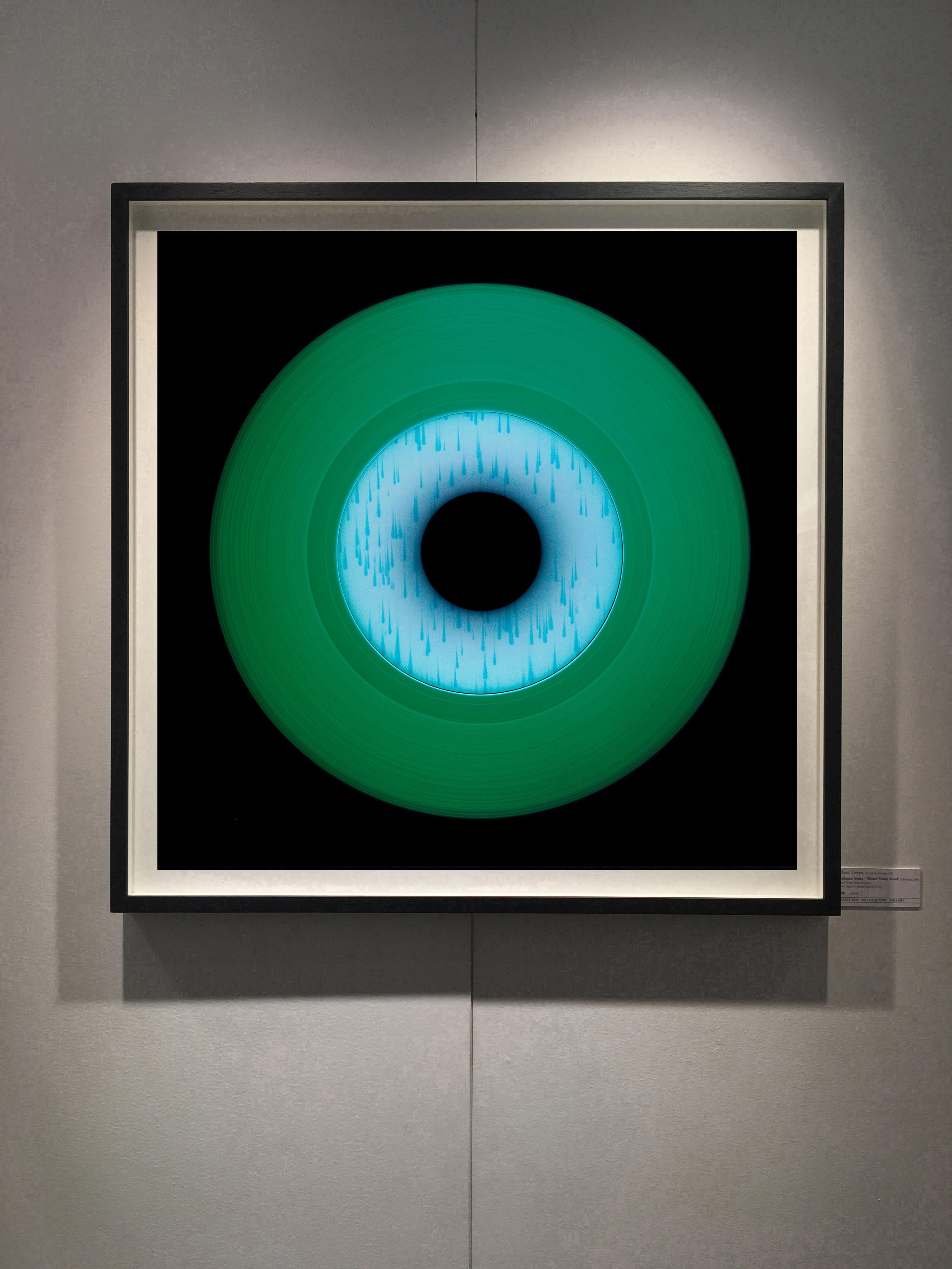 'Other Side (Green)' de la Heidler & Heeps Vinyl Collection.
Richard Heeps et Natasha Heidler, photographes contemporains renommés, ont collaboré à la réalisation de cette collection magnifiquement envoûtante. Une célébration du disque vinyle et de