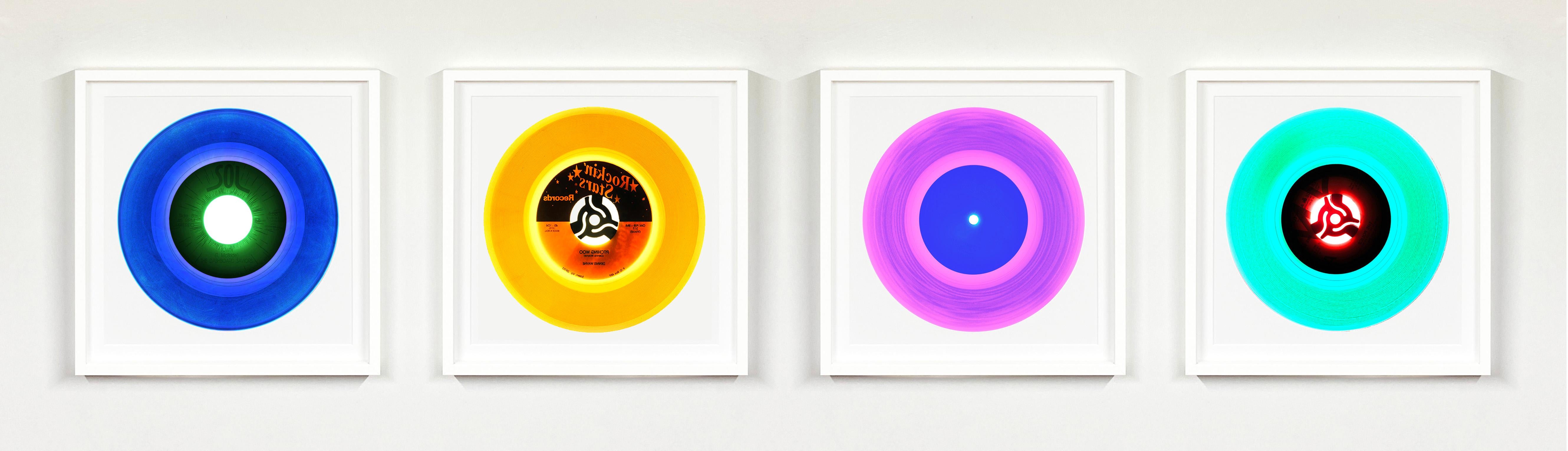 Vinyl Collection Pink Mint Yellow Blue Four Framed Pop Art Color Photography For Sale 5