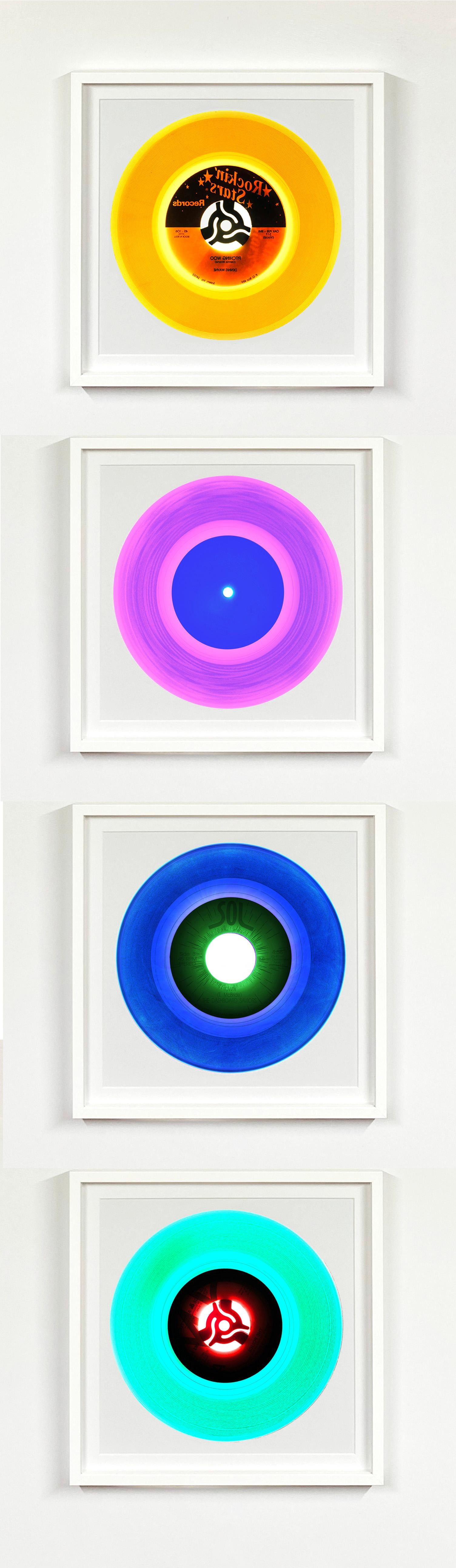 Vinyl Collection Pink Mint Yellow Blue Four Framed Pop Art Color Photography For Sale 7