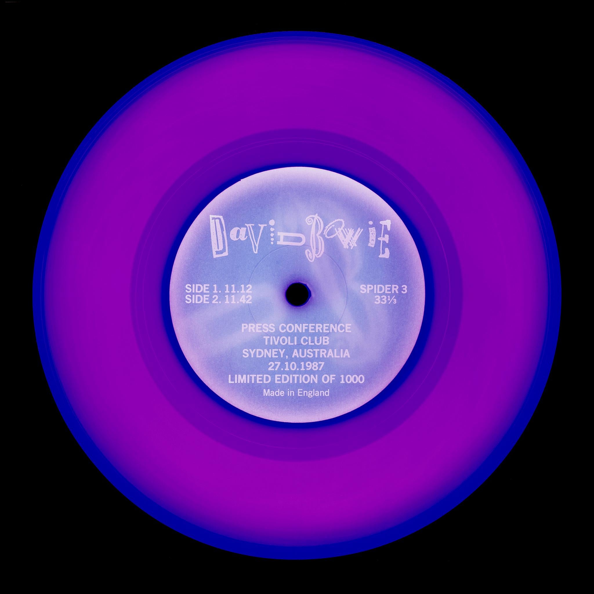 Vinyl Collection Purple, Blue Pink Set of Three Framed Pop Art Color Photography For Sale 1